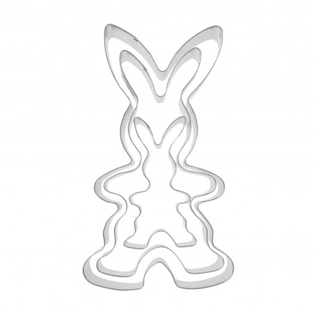 Комплект 3 бр формички за сладки заек Dr.Oetker 1876, 3 размера, Неръждаема стомана, Сребрист