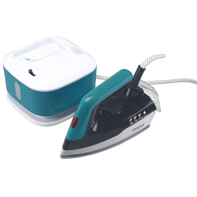 Ютия Beper P204CAL200, 2250W, Керамична плоча, Термостат, Филтър, Непрекъснат цикъл, Бял/синьозелен