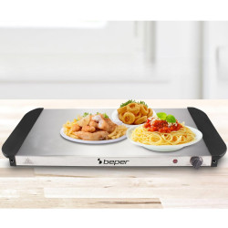 Уред за затопляне на храна Beper P101TEM002, 300W, 4 подвижни отделения, Термостат, Индикаторна светлина, Инокс