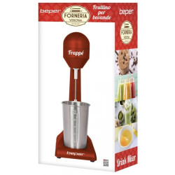 Фрапе миксер Beper BP.690, 100W, 500 мл, 2 скорости, Иноксова бъркалка, Червен/инокс
