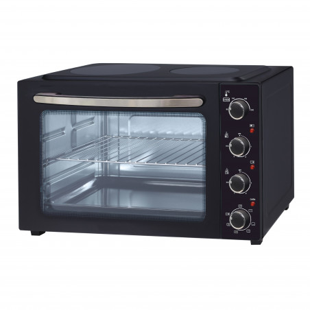 Готварска печка с керамичен плот Oliver Voltz OV51441E45, 4300 W, 45L, 90-230C, Вентилатор, Осветление, Черен
