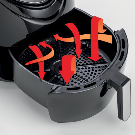 Фритюрник с горещ въздух Ariete AIRY FRYER XXL 4618/00, 1800W, 5.5 л, 7 програми, Таймер, LCD сензорен дисплей, Черен