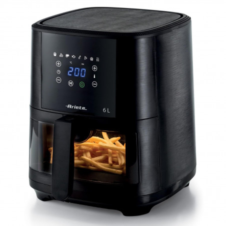Фритюрник с горещ въздух Ariete MAXI 4626/00, 1300 W, 6 л, 8 програми, 35-200C, LCD сензорен панел, Черен