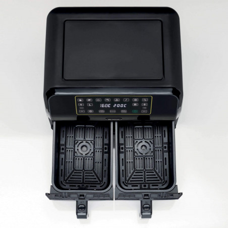 Двоен фритюрник с горещ въздух Ariete DUAL 4623/00, 1700W, 8 л, 8 програми, 35-200C, Синхронизиране, LCD сензорен панел, Черен
