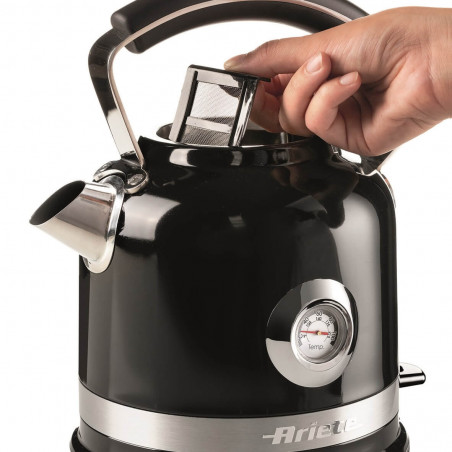 Електрическа кана Ariete MODERNA 2854/02, 2000W, 1.7 л, Термометър, 360C безжична основа, Подвижен филтър, Черен