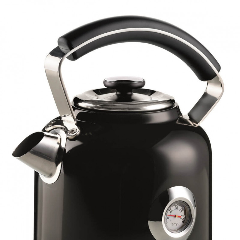 Електрическа кана Ariete MODERNA 2854/02, 2000W, 1.7 л, Термометър, 360C безжична основа, Подвижен филтър, Черен