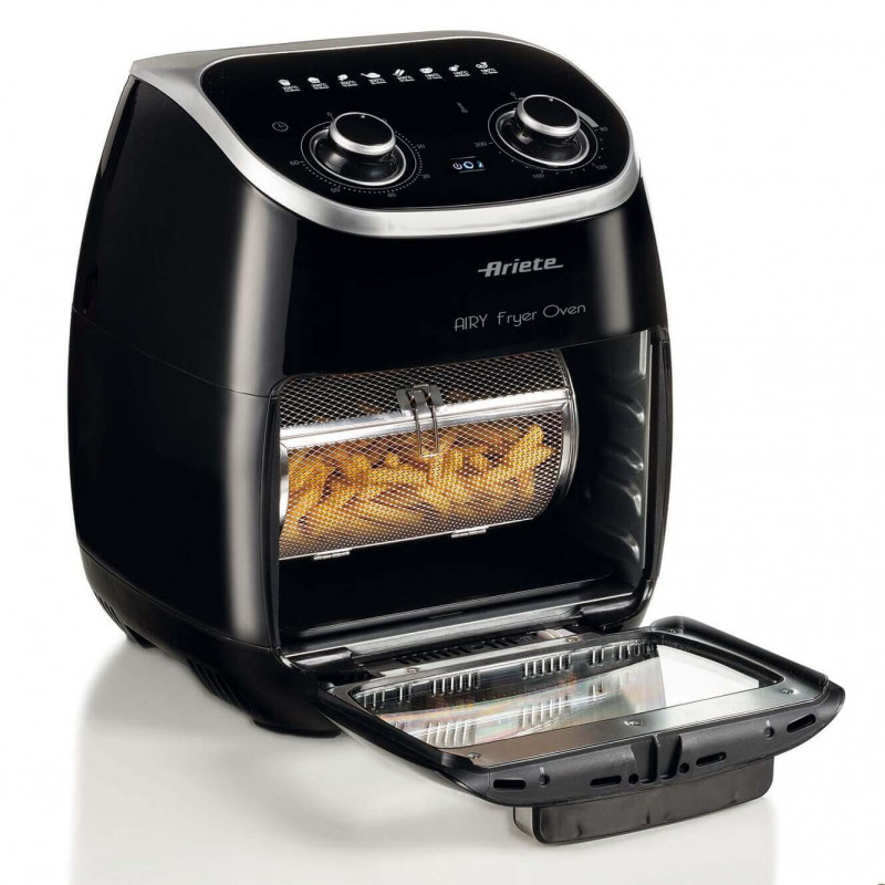 Фритюрник-фурна с горещ въздух Ariete AIRY FRYER OVEN 4619/00, 2000W, 11 л, 8 програми, 80-200C, Ротационен грил, Таймер, Черен
