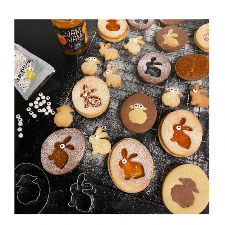Комплект 3 бр формички за линцер Dr.Oetker 1878, Яйце, Зайче, Агънце, Неръждаема стомана, Сребрист