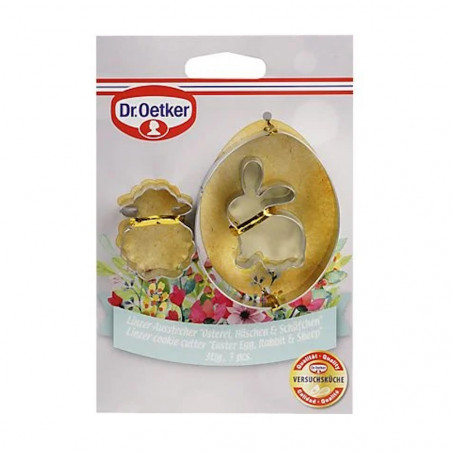 Комплект 3 бр формички за линцер Dr.Oetker 1878, Яйце, Зайче, Агънце, Неръждаема стомана, Сребрист