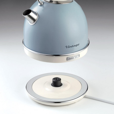 Електрическа кана/чайник Ariete VINTAGE 2877/05, 2000W, 1.7 л, Стоманен корпус, Студена повърхност, 360 основа, Син