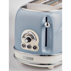 Тостер за хляб Ariete VINTAGE 0155/05, 810W, 2 филии, 3 функции, 6 степени, Подвижна тава за трохи, Син