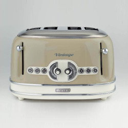 Тостер за хляб Ariete VINTAGE 0156/03, 1600W, 4 филии, 3 функции, 6 степени, Подвижна тава за трохи, Бежов