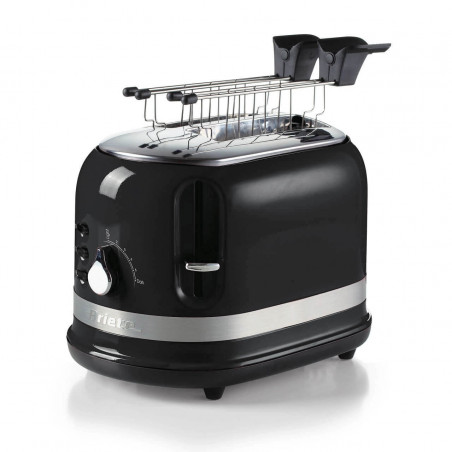 Тостер за хляб Ariete MODERNA 0149/02, 815W, 2 филии, 3 функции, 6 степени, Подвижна тава за трохи, Черен