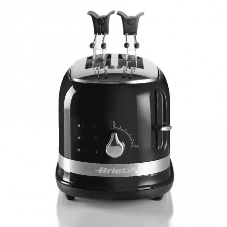 Тостер за хляб Ariete MODERNA 0149/02, 815W, 2 филии, 3 функции, 6 степени, Подвижна тава за трохи, Черен