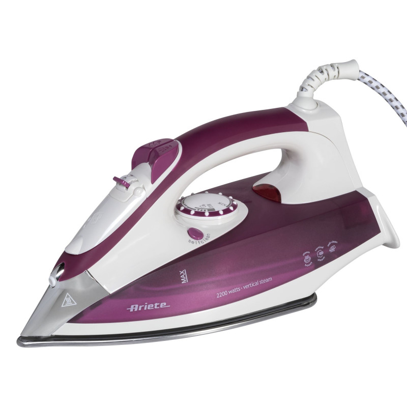 Ютия Ariete STEAM 6215/00, 2200W, 0.28 л, Стоманена плоча, Самопочистване, Розов