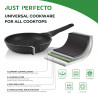 Комплект тенджери и тигани Just Perfecto JL-780, 15 ч, Отливка, Мраморно покритие, Индукция, Съд за готвене на пара, Аксесоари, Черен