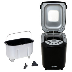 Хлебопекарна Mesko MS 6022, 1/1.5 кг, 850 W, 15 програми, LCD Дисплей, Двойна бъркалка, Подвижна кошница, Черен