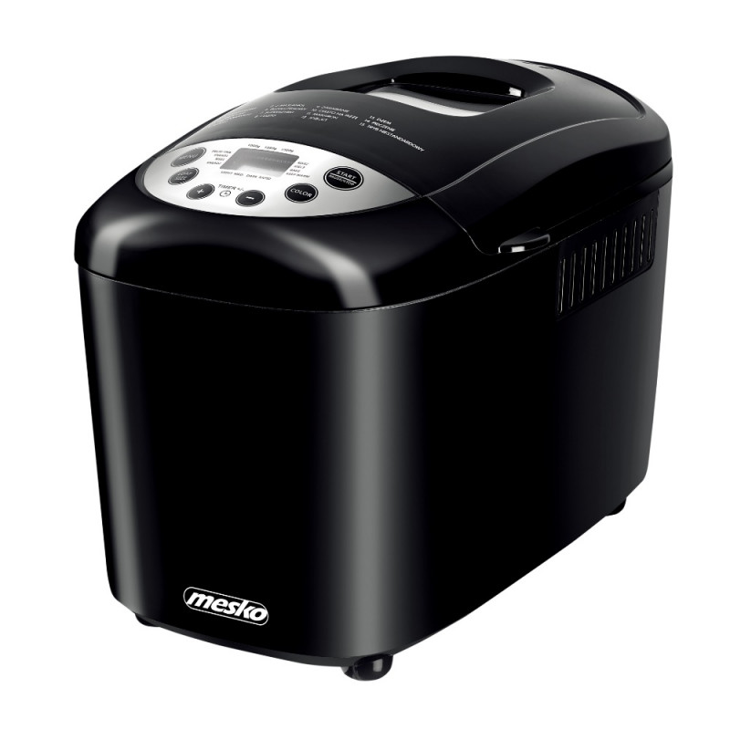 Хлебопекарна Mesko MS 6022, 1/1.5 кг, 850 W, 15 програми, LCD Дисплей, Двойна бъркалка, Подвижна кошница, Черен