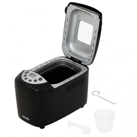 Хлебопекарна Mesko MS 6022, 1/1.5 кг, 850 W, 15 програми, LCD Дисплей, Двойна бъркалка, Подвижна кошница, Черен