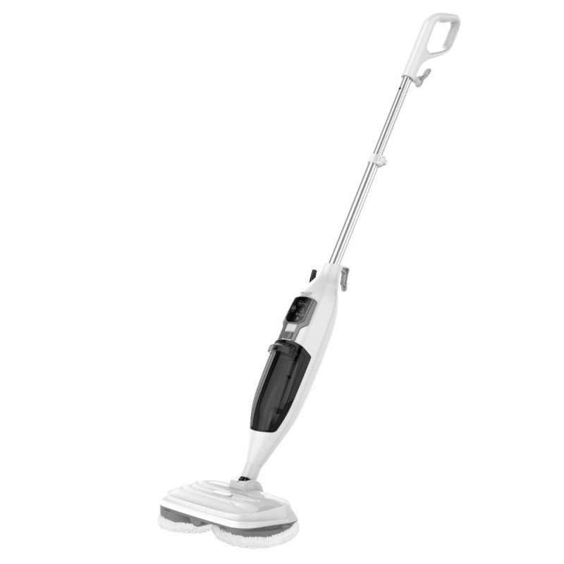 Моп за чистене с пара Adler AD 7052, 1300 W, 3 настройки, 0.550 л, 2 въртящи се глави, 2 режима на работа, Бързо загряване, Бял