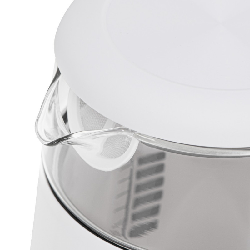 Електрическа кана Adler AD 1305, 1850/2200 W, 1.7 л, Сензорен контрол, Цветен LCD дисплей, Пет температурни настройки 40-100°C, Филтър против утаяване, Бял/златист