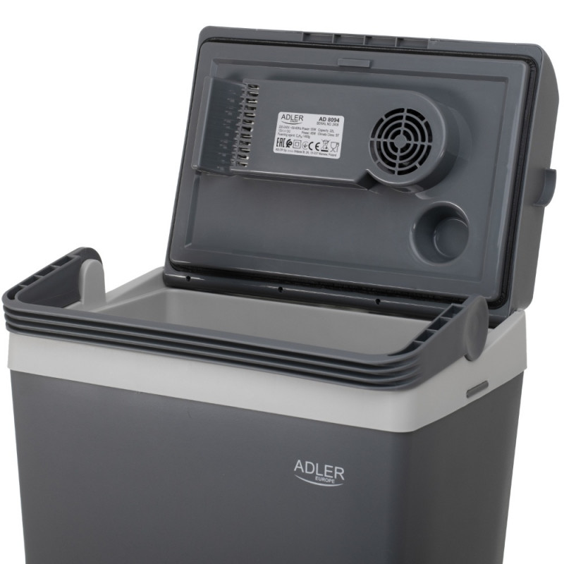Хладилна чанта Adler AD 8094, 22 литра, 45/55 W, 12V/220V, Климатичен клас ST, Специална изолация C5H10, Сив