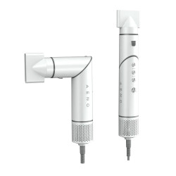 Уред за сушене и стилизиране на коса AENO HS1 AHS0001, 1200W, 4 скорости, 4 нива, 7 приставки, Йонизиране, Бял