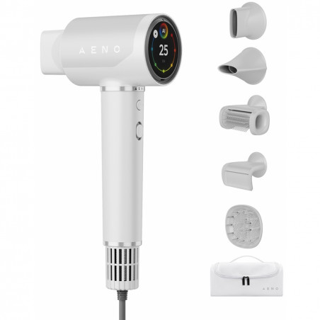 Сешоар AENO HD5 AHD0005W, 1500W, Безчетков мотор, 2 скорости, 3 нива, 67 dB, Функция AI, Гласов контрол, Бял