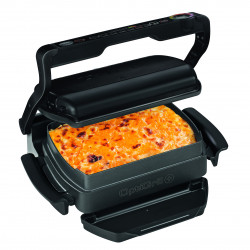 Електрическа скара Tefal OptiGrill+ Snacking&Baking GC714834, 2000W, 6 програми, Функция замразени храни, Незалепващо тефлоново покритие, Аксесоар за закуски и печене, Max 240C, Черен