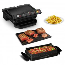 Електрическа скара Tefal OptiGrill+ Snacking&Baking GC714834, 2000W, 6 програми, Функция замразени храни, Незалепващо тефлоново покритие, Аксесоар за закуски и печене, Max 240C, Черен