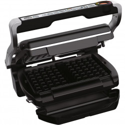 Електрическа скара Tefal OptiGrill+ Waffles GC716D12, 2000W, 6 програми, Тефлоново незалепващо покритие, Плочи за гофрети, Температурен контрол, Max 275C, Инокс