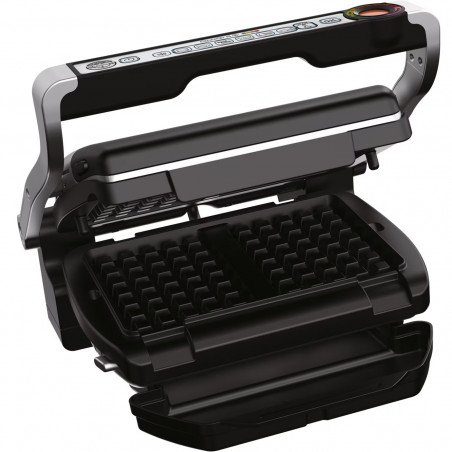 Електрическа скара Tefal OptiGrill+ Waffles GC716D12, 2000W, 6 програми, Тефлоново незалепващо покритие, Плочи за гофрети, Температурен контрол, Max 275C, Инокс