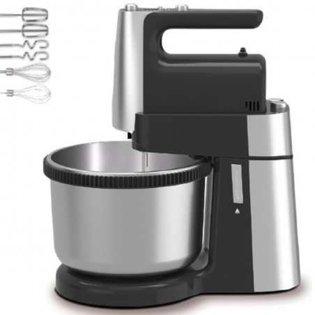 Миксер с купа Royalty Line RL-HM19015, 700W, 6 бъркалки, 3 л, Турбо, 5 скорости, Черен/инокс