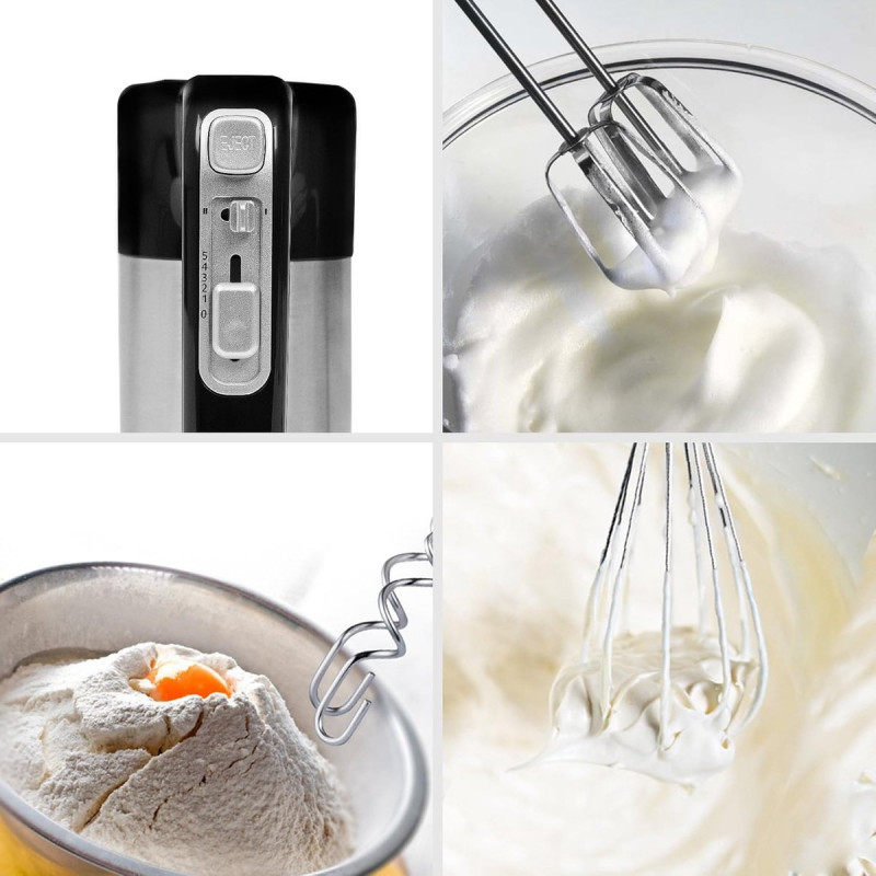 Миксер с купа Royalty Line RL-HM19015, 700W, 6 бъркалки, 3 л, Турбо, 5 скорости, Черен/инокс