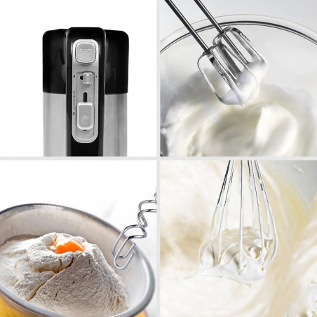 Миксер с купа Royalty Line RL-HM19015, 700W, 6 бъркалки, 3 л, Турбо, 5 скорости, Черен/инокс