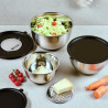 Мултифункционални купи за салата Kesper 90899, 3 рендета, Неплъзгаща основа, Инокс