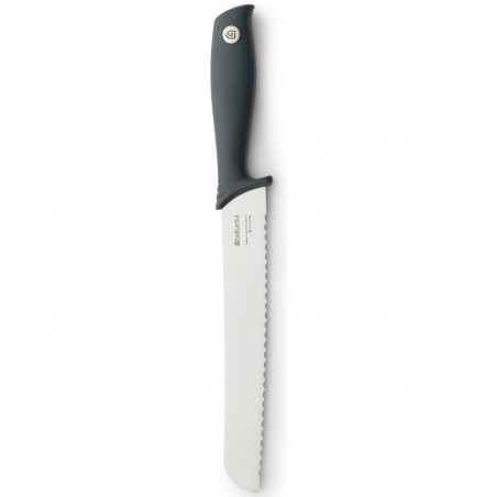 Нож за хляб Brabantia Tasty+ 1001162, 20 см, Закалена стомана, Устойчив на надраскване и корозия, Тъмносив