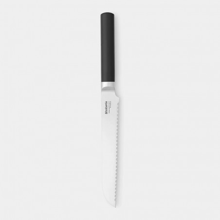 Нож за хляб Brabantia Profle 1003295, 20 см, Закалена стомана, Устойчив на надраскване и корозия, Черен