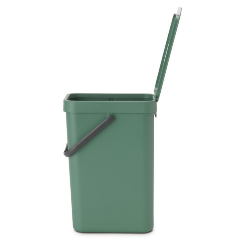 Кош за разделно събиране на боклук Brabantia Sort&Go 1003234, 12 л, Дръжка, Възможност за стенен монтаж, Тъмнозелен