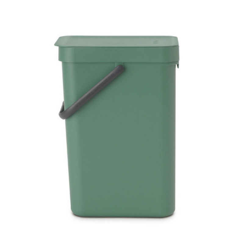 Кош за разделно събиране на боклук Brabantia Sort&Go 1003234, 12 л, Дръжка, Възможност за стенен монтаж, Тъмнозелен