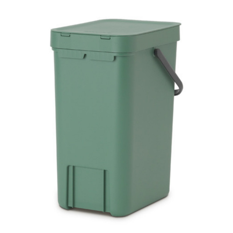 Кош за разделно събиране на боклук Brabantia Sort&Go 1003234, 12 л, Дръжка, Възможност за стенен монтаж, Тъмнозелен