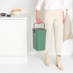 Кош за разделно събиране на боклук Brabantia Sort&Go 1003234, 12 л, Дръжка, Възможност за стенен монтаж, Тъмнозелен