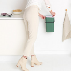 Кош за разделно събиране на боклук Brabantia Sort&Go 1003234, 12 л, Дръжка, Възможност за стенен монтаж, Тъмнозелен
