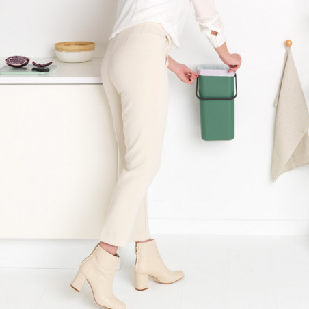 Кош за разделно събиране на боклук Brabantia Sort&Go 1003234, 12 л, Дръжка, Възможност за стенен монтаж, Тъмнозелен