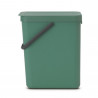 Кош за разделно събиране на боклук Brabantia Sort&Go 1003236, 25 л, Дръжка, Възможност за стенен монтаж, Тъмнозелен