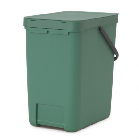Кош за разделно събиране на боклук Brabantia Sort&Go 1003236, 25 л, Дръжка, Възможност за стенен монтаж, Тъмнозелен