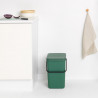 Кош за разделно събиране на боклук Brabantia Sort&Go 1003236, 25 л, Дръжка, Възможност за стенен монтаж, Тъмнозелен