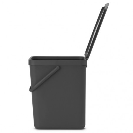 Кош за разделно събиране на боклук Brabantia Sort&Go 1003237, 25 л, Дръжка, Възможност за стенен монтаж, Тъмносив
