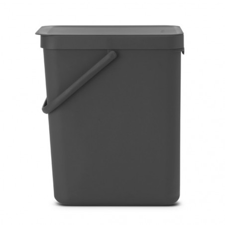 Кош за разделно събиране на боклук Brabantia Sort&Go 1003237, 25 л, Дръжка, Възможност за стенен монтаж, Тъмносив