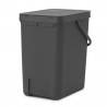 Кош за разделно събиране на боклук Brabantia Sort&Go 1003237, 25 л, Дръжка, Възможност за стенен монтаж, Тъмносив